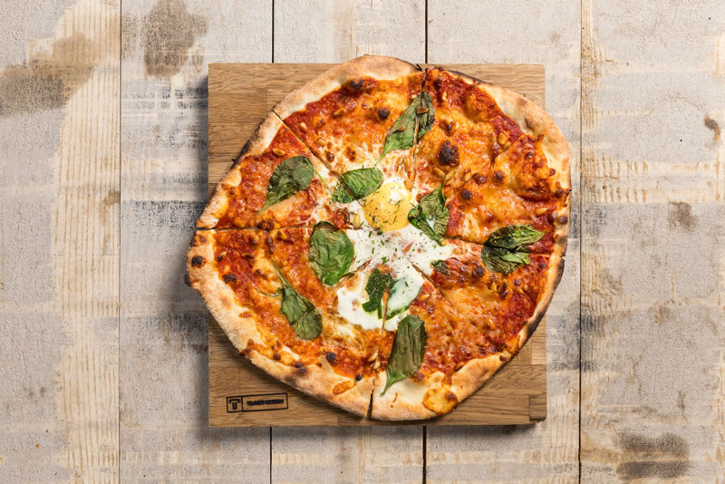 Woodfired pizza at Trade Union, London.