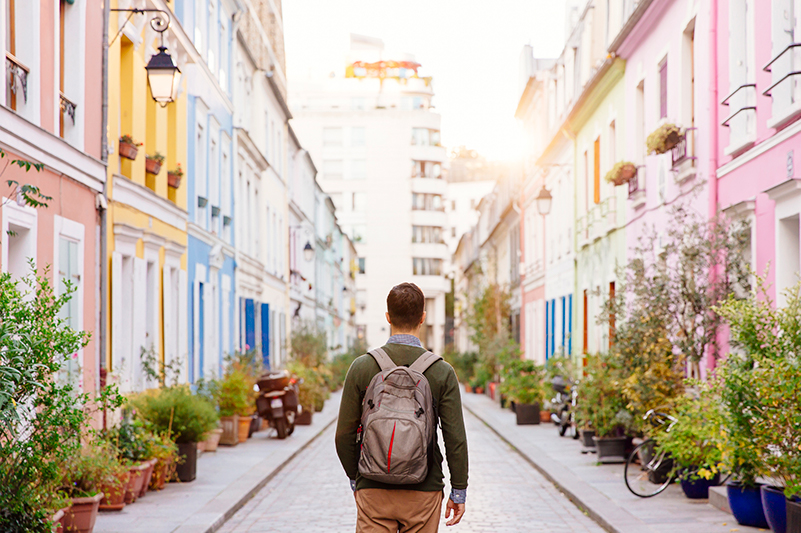 Man in European street