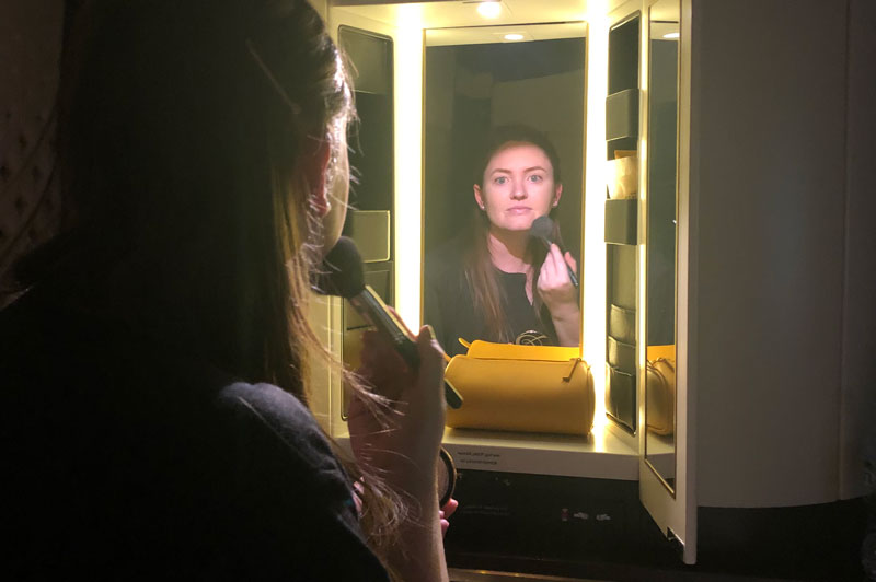 Makeup station on EY first class