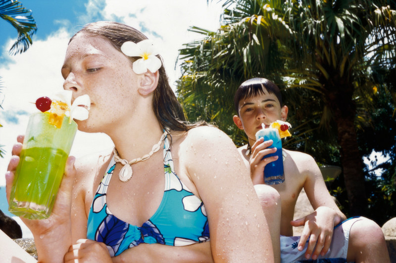 Kids drinking mocktails in Fiji.