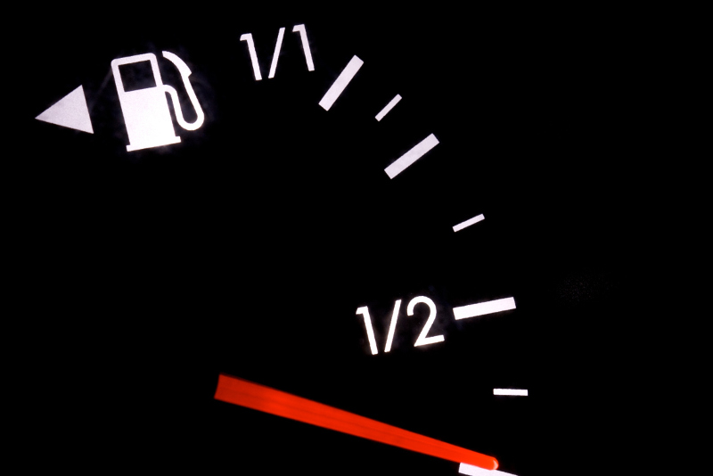 A petrol gauge inside a car
