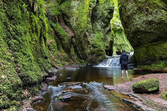 Finnich Glen Canyon in Trossachs National Park scotland