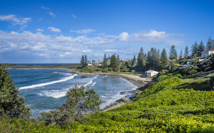 yamba beach and coastal vista