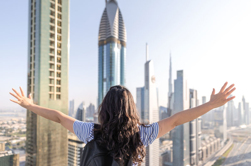 Women looking at Dubai view
