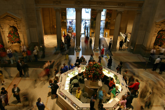 Inside the foyer of The Metropolitan Museum of Art.