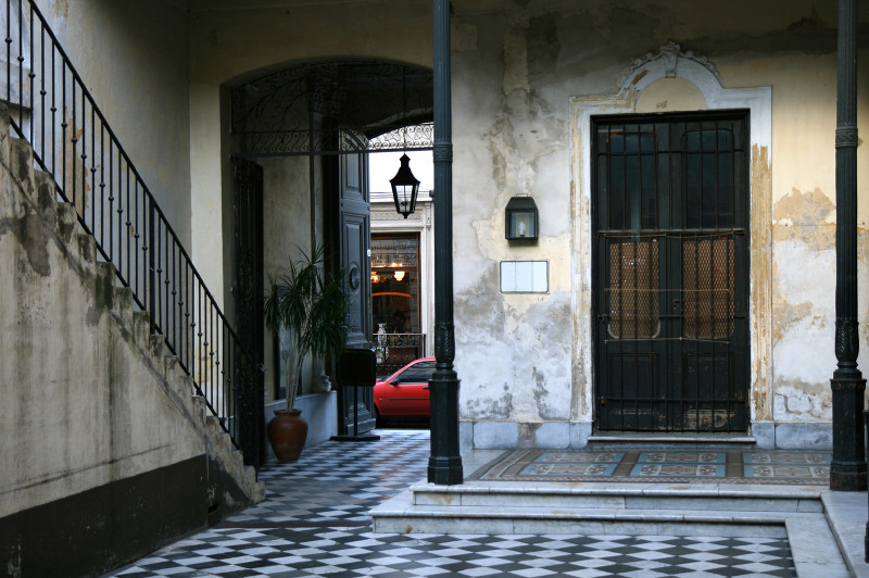 Traditional tiled entryway of house in San Telmo, Buenos Aires