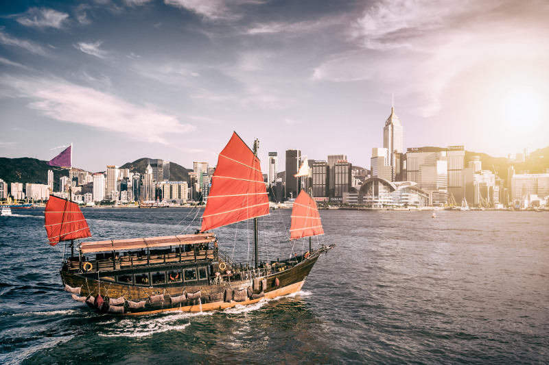 Boat on Hong Kong harbour