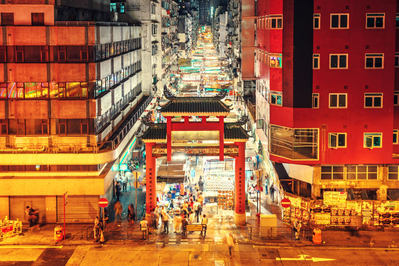 Temple Street at night