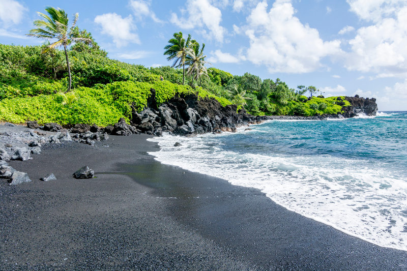 Black sand beach, Maui, Hawaii, USA