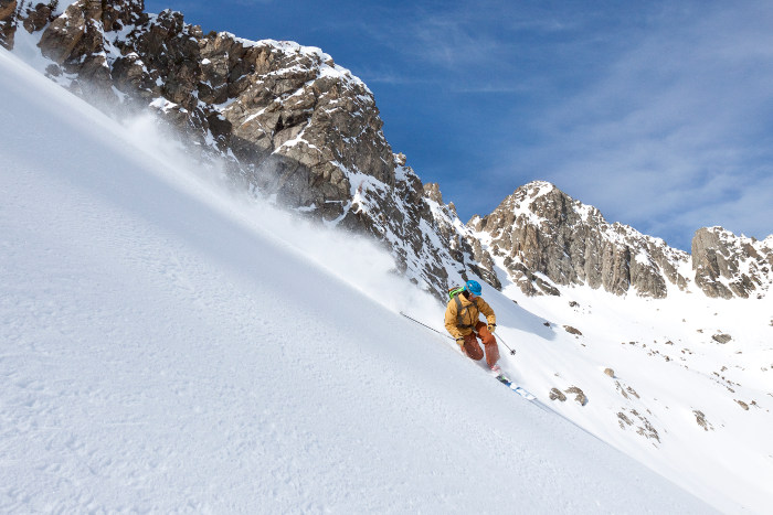 back country skiier big sky montana