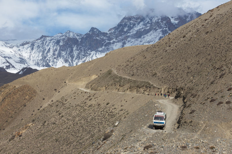 A local bus making it way through the mountains in Nepal.