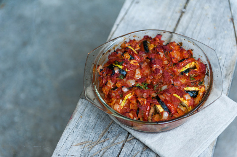 rataouille in pan from above