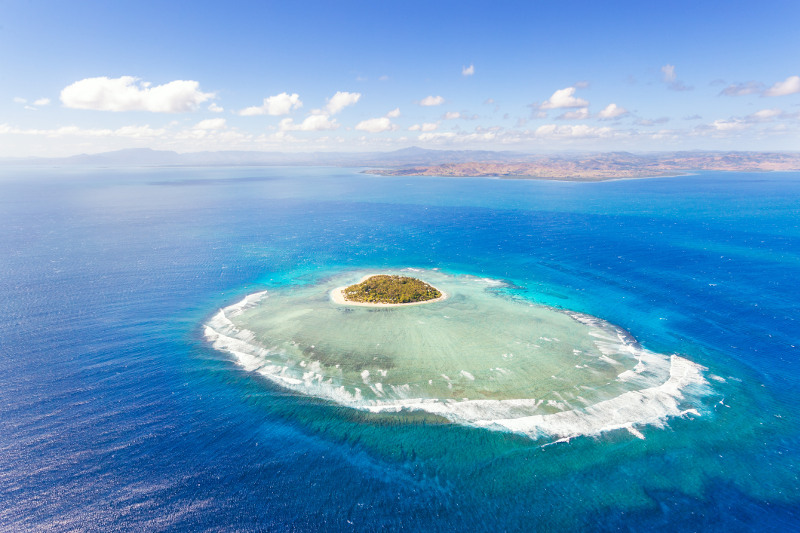 aerial view of tavarua island, fiji, south pacific