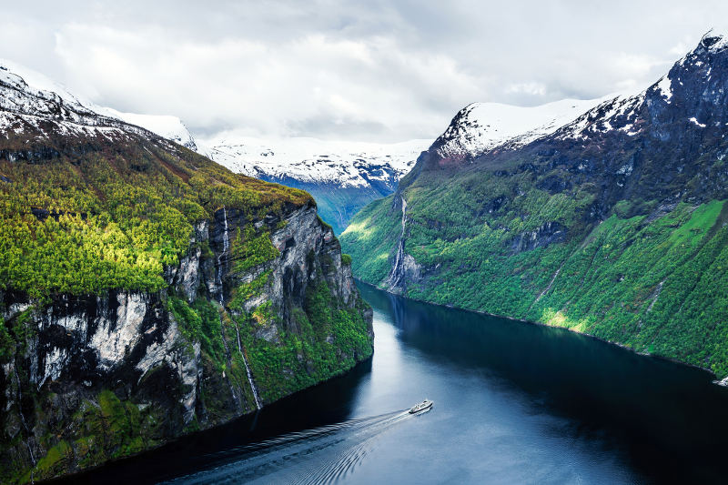 boat in norwegian fjord