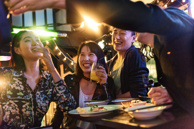 Japanese people at a bar