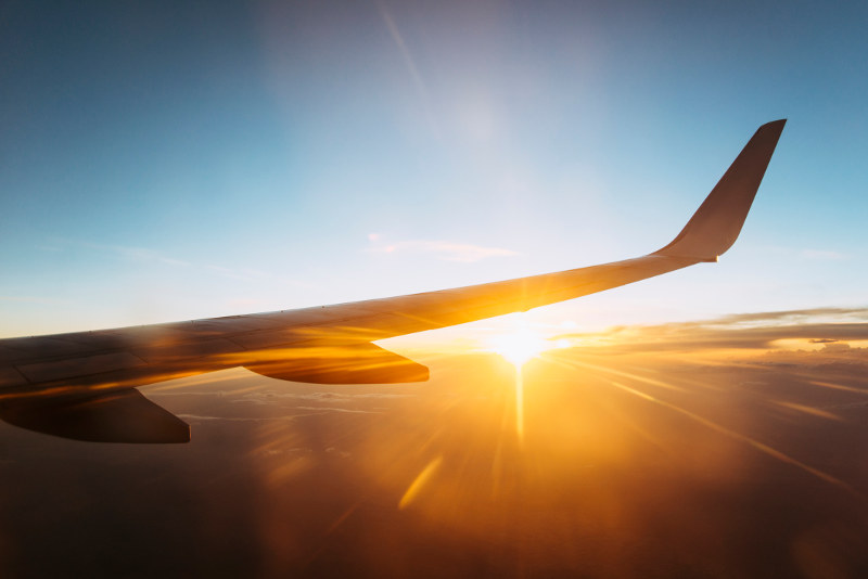 sunset out plane window