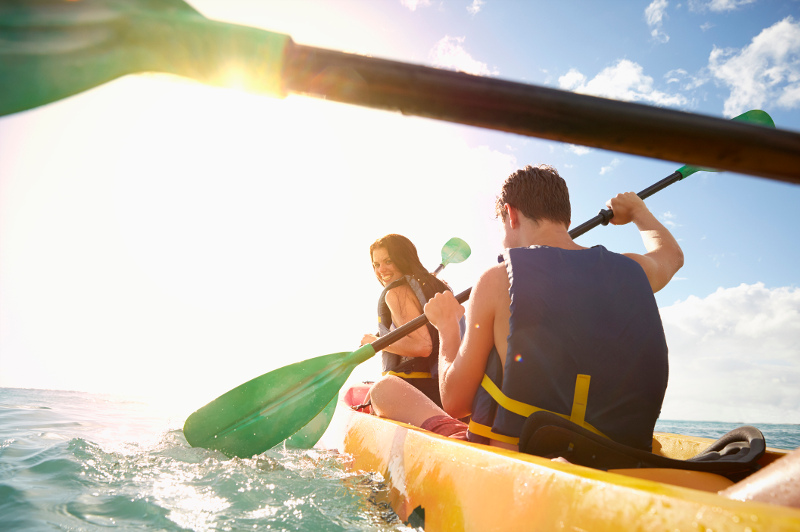 Couple in a sea kayak