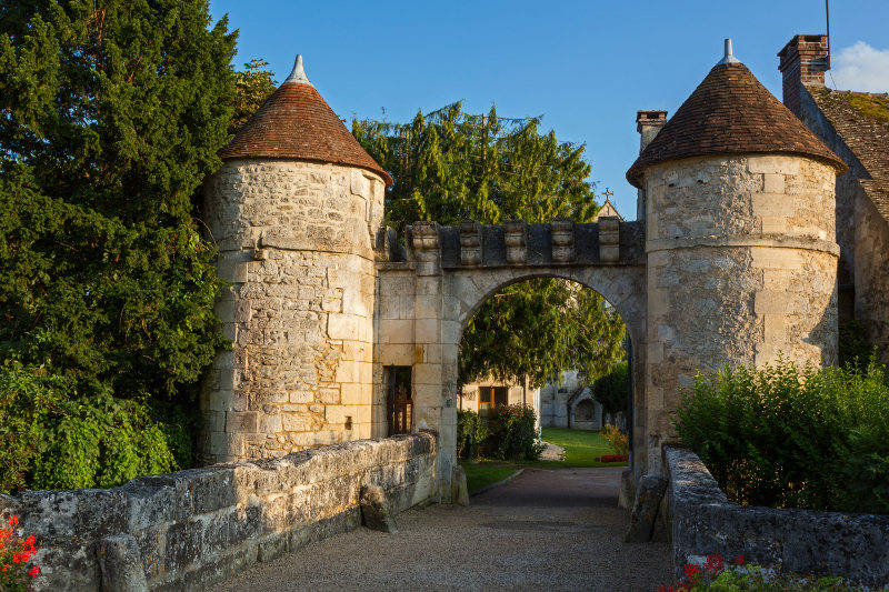 Main gate of the village Saint Jean au Bois, in the Forest of Compiegne, France