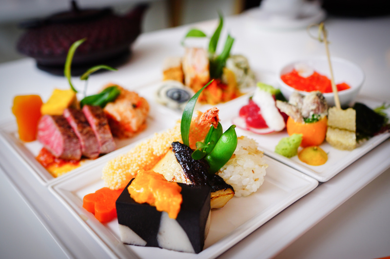 Wagyu Beef and Kaiseki, a traditional multi-course Japanese dinner, with lots of colourful, delicate small dishes, carefully prepared by the chef.