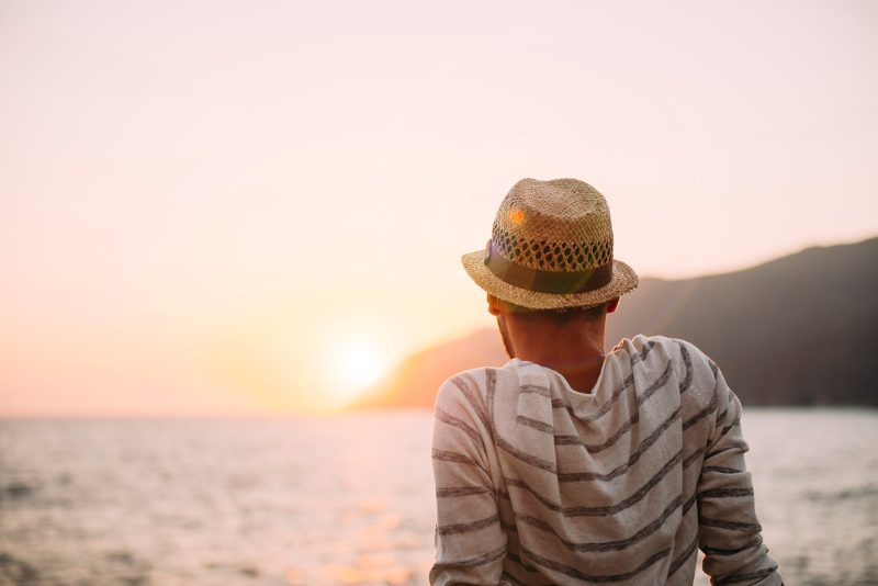 Man watching sunset