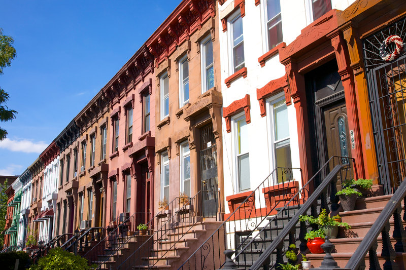 Row of houses in Bushwick, Brooklyn, New York