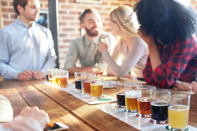 people at a craft beer tasting