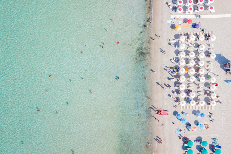 aerial view of beach in sardinia, italy, europe