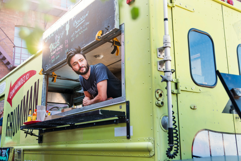 Man selling food from a food truck