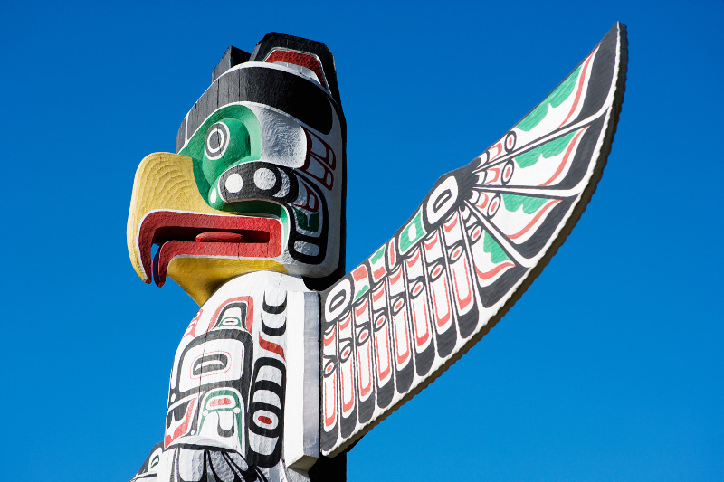 Thunderbird totems in Stanley Park, Vancouver. Image: Getty