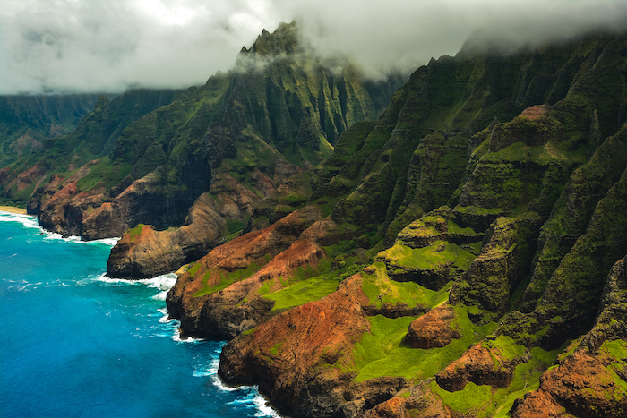 aerial view of Kauai's Na Pali Coastline - 14 romantic experiences for Valentines day