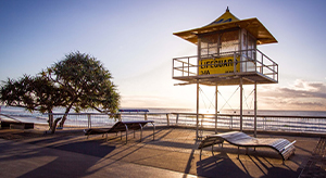 Gold Coast life-guard tower beach sunrise