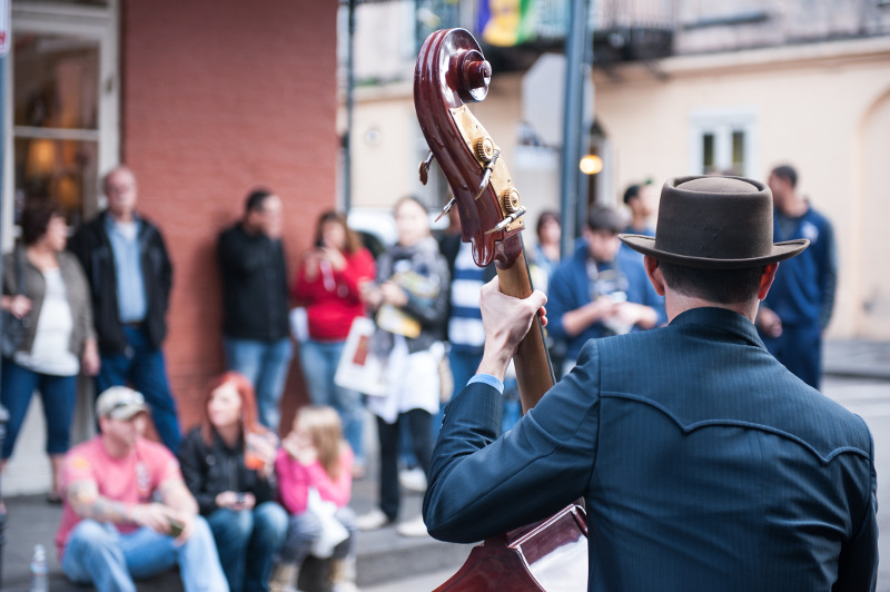A busker entertains the crowds in downtown New Orleans.