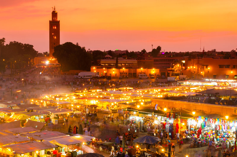 The Jemaa El Fna in the Medina of Marrakech.