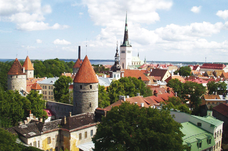 The church spires of Tallinn, Estonia.
