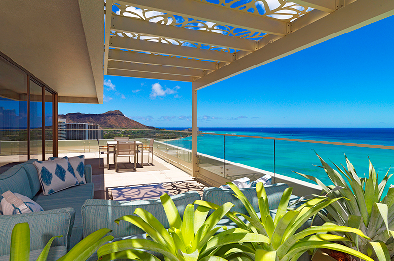 Moana Surfrider with a view of Waikiki Beach.