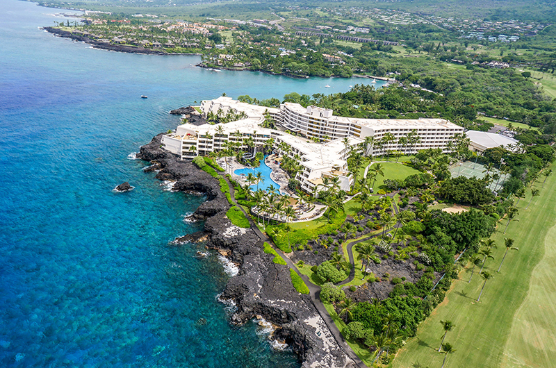 An aerial view of the Sheraton Kona Resort & Spa at Keauhou Bay
