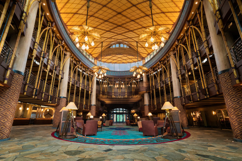 The foyer at the Disney Explorers Lodge. Image: © Disney