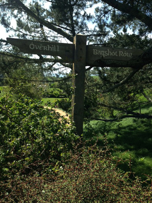 A sign at Hobbiton