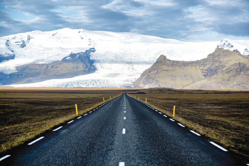 road leading to glacier iceland