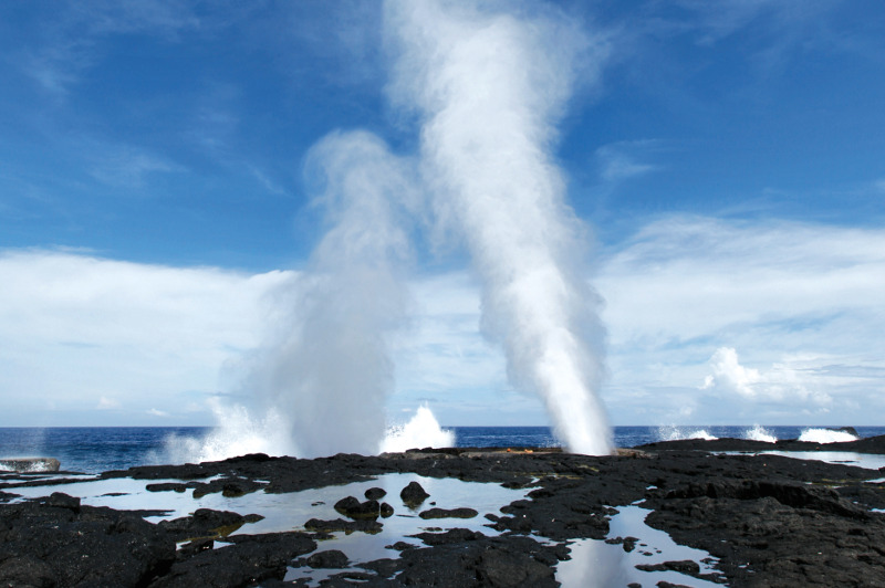Blowholes on the coast, Samoa