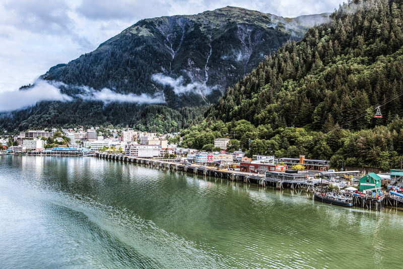The city of Juneau is sandwiched between the sea and mountains. Image: Getty