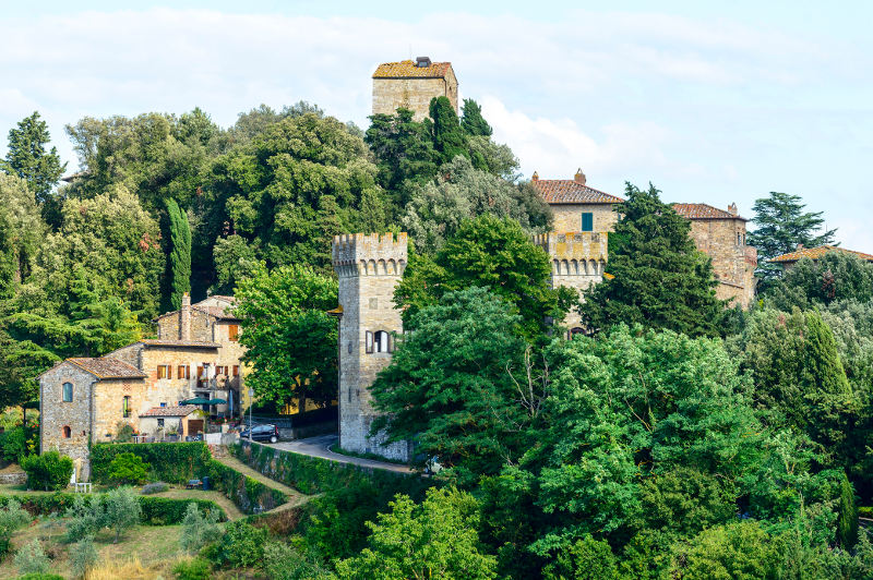 The Tuscan hilltop village of Panzano in Italy.