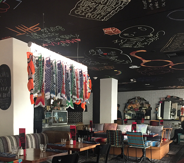 Interior of Mama restaurant at Mama Shelter Los Angeles