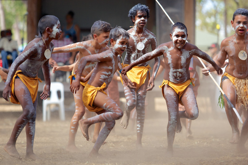 Young Aboriginal boys dance at the Laura Dance Festival.