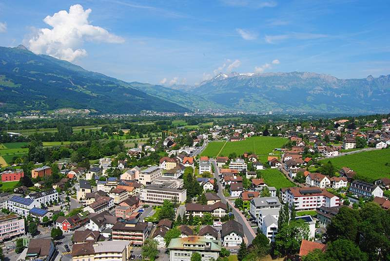 aerial view over liechtenstein
