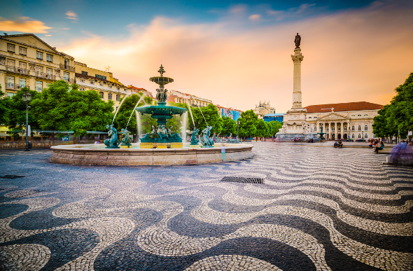 The praca do rossio in lisbon