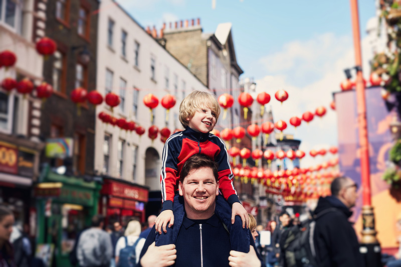 dad and son in chinatown london