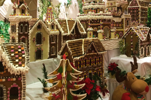 The gingerbread village on board Cunard vessels at Christmas time.