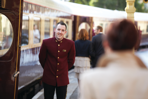 The exterior of the Belmond Northern Belle train in the UK.