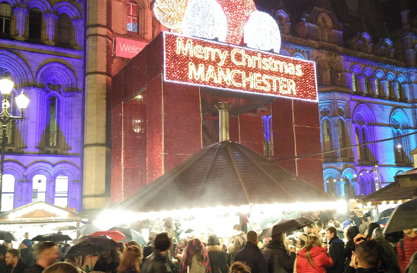 A Christmas market in Manchester.